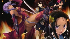 Fire ass Katana gloves anime girls boots black hair akechi 