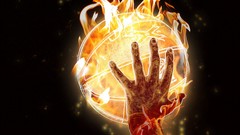 Fire balls hands basketball elements burning