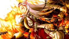 Fire blood white hair red eyes long hair fujiwara no mokou 