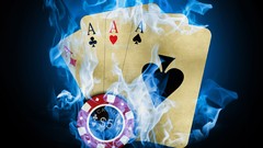 Fire blue Cards poker token ace flames chip
