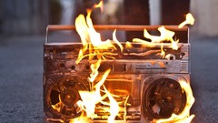Fire boombox stereo record player toshiba blurred background