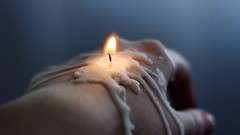 Fire Candles hands melting Wax flames