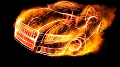 Fire cars black background