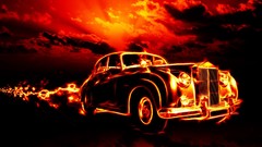 Fire cars flames surreal