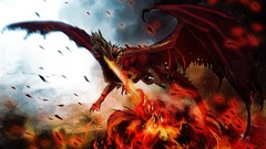 Fire dark Dragons fantasy art