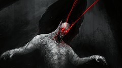 Fire dark eyes Men wings sorrow Soul demons artwork fantasy art