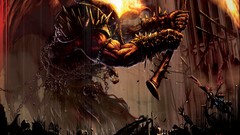 Fire dark weapons blood Monsters paintings fantasy art