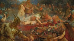 Fire dead paintings Warriors outdoors Vikings Charles Ernest 