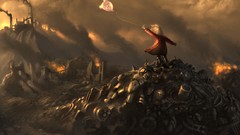 Fire destruction ruins Balloons factories post-apocalyptic 