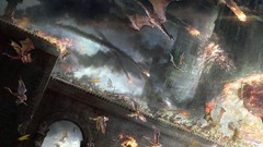 Fire Dragons Bridges Castles battles artwork fantasy art