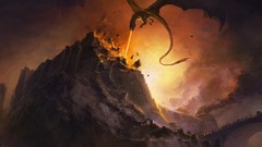 Fire Dragons fortress JRR Tolkien fantasy art Silmarillion 