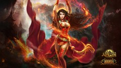 Fire Dragons red dress flames artwork video games fantasy art