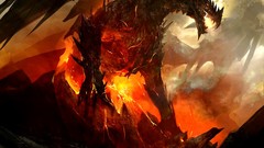 Fire Dragons Volcanoes artwork fantasy art