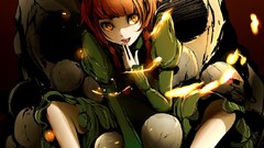 Fire drawings skulls long hair anime girls