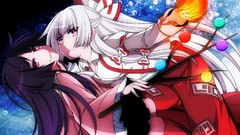 Fire dress Princess white hair red eyes bows shirts pants 
