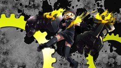 Fire dress white hair hoodies blondes anime girls armpits 