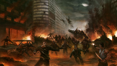 Fire fight apocalyptic zombies cityscapes