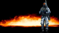 Fire flame red orange Guns soldiers Australian battlefield 3 