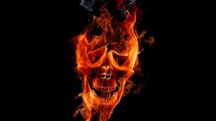 Fire flames skulls digital art