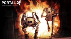 Fire game explosions Robots Portal flames portal 2 video video 
