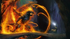 Fire Gandalf Balrog artwork fantasy art The Mines of Moria