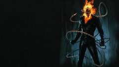 Fire Ghost Rider chains skulls fantasy art