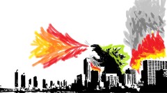 Fire Godzilla cityscapes