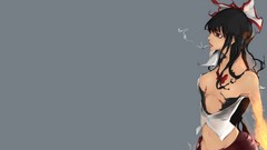 Fire gray background navel Cigarettes red eyes bows smoking 