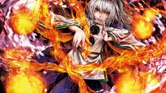 Fire hats Fireball white hair red eyes long hair anime girls 