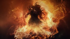 Fire horns diablo iii barbarian demons artwork fantasy art