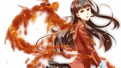 Fire long hair brown eyes brunettes amagi yukiko persona 4 
