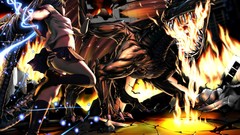 Fire magic Dragons fight legs skirts long hair black hair 