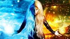 Fire magic ice woman blondes long hair mosh