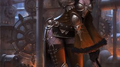 Fire magic woman hats armor artwork fantasy art long ears