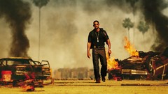 Fire Men smoke destruction cars Actors Will Smith sunglasses 