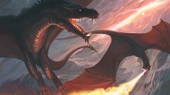 Fire Mountains wings Dragons flying artwork fantasy art