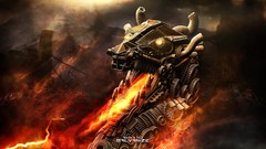 Fire orange Dragons steampunk