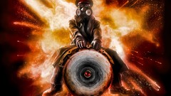 Fire paintings masks bombs gas masks romantically apocalyptic 