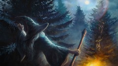 Fire pine trees Gandalf Wizards the lord of the rings fantasy 