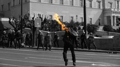 Fire police Greece shields riot selective coloring riots 