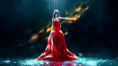 Fire rain dark red silent artwork NanFe