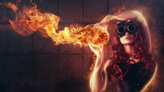 Fire red abstract glasses redheads