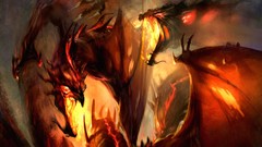 Fire red Dragons paintings fantasy art