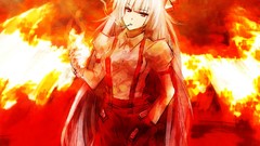 Fire red wings white hair Cigarettes red eyes bows shirts 