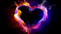 Fire smoke black background Hearts