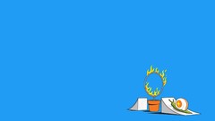 Fire snakes blue background rings funny minimalistic