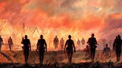 Fire soldiers paintings silhouettes German Nazi