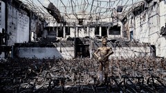 Fire star wars digital art cgi C3PO