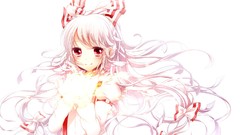 Fire tears white hair red eyes long hair anime girls fujiwara 