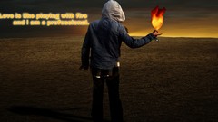 Fire text Men Typography playing